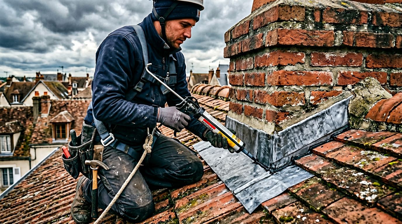 Étanchéité cheminée en zinc